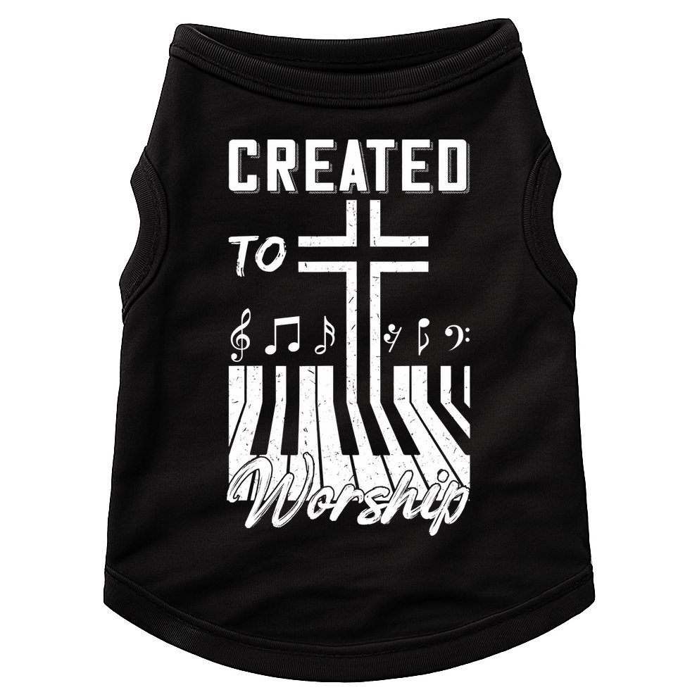 Created To Worship Funny Christian Pianist Doggie Tank