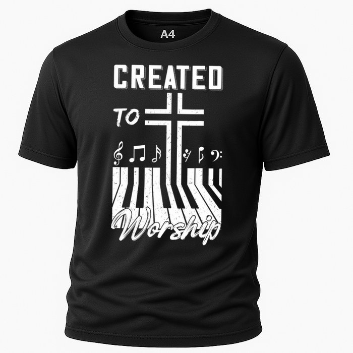 Created To Worship Funny Christian Pianist Cooling Performance Crew T-Shirt