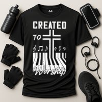 Created To Worship Funny Christian Pianist Cooling Performance Crew T-Shirt