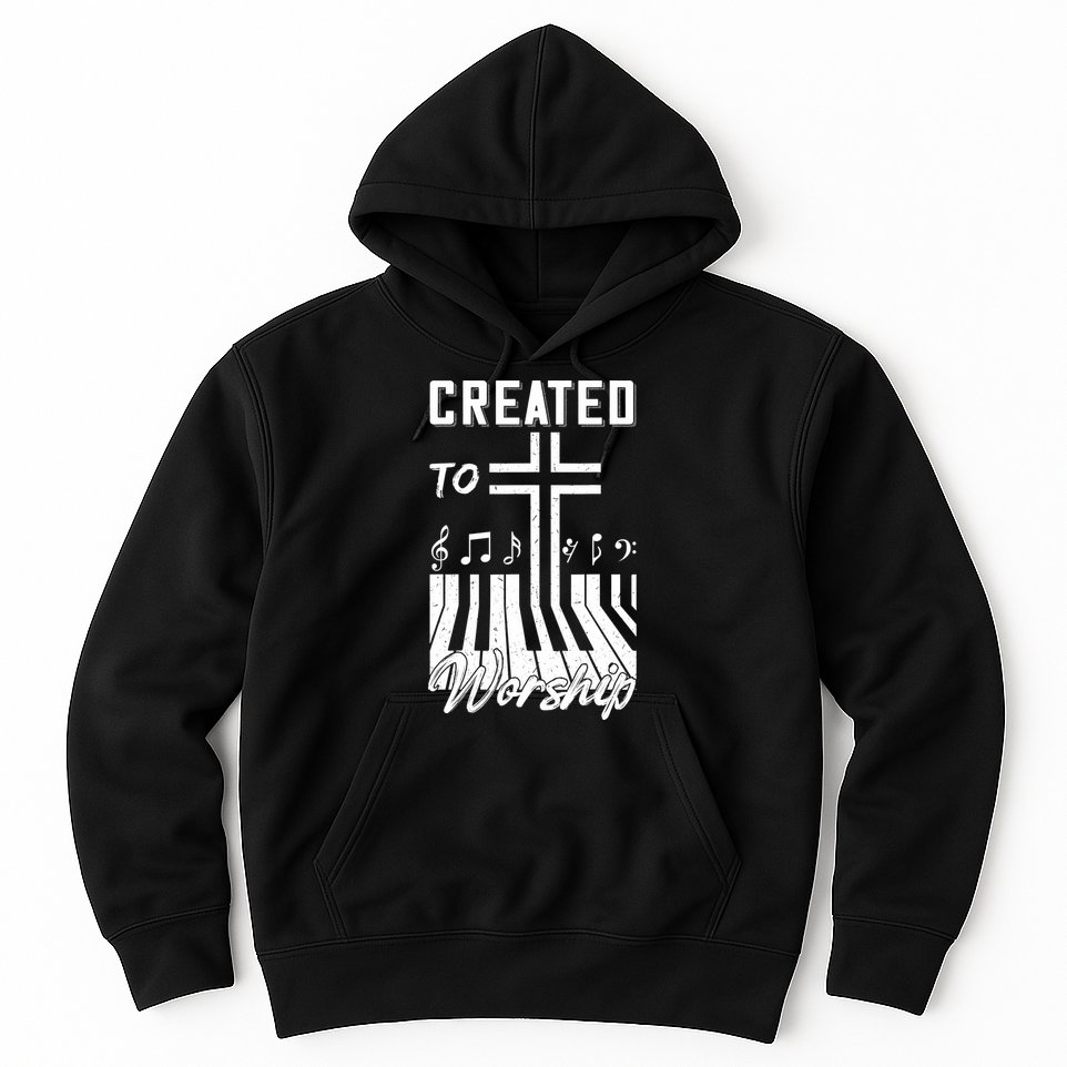 Created To Worship Funny Christian Pianist Hoodie