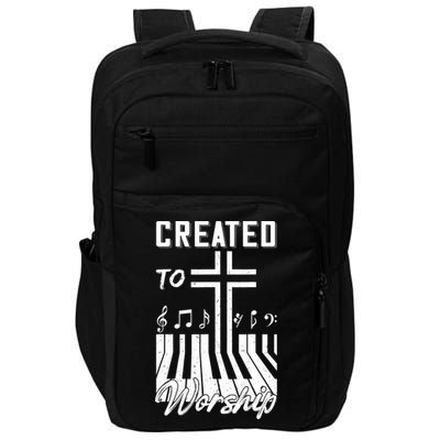 Created To Worship Funny Christian Pianist Impact Tech Backpack