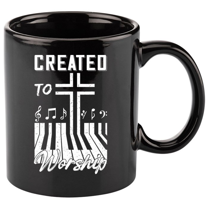 Created To Worship Funny Christian Pianist 11oz C Handle Ceramic Mug