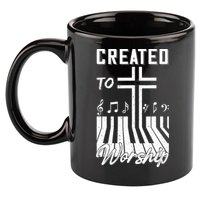 Created To Worship Funny Christian Pianist 11oz C Handle Ceramic Mug