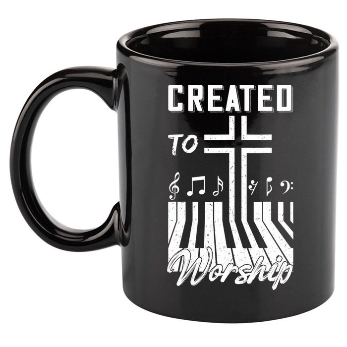 Created To Worship Funny Christian Pianist 11oz C Handle Ceramic Mug