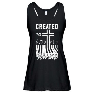 Created To Worship Funny Christian Pianist Ladies Essential Flowy Tank