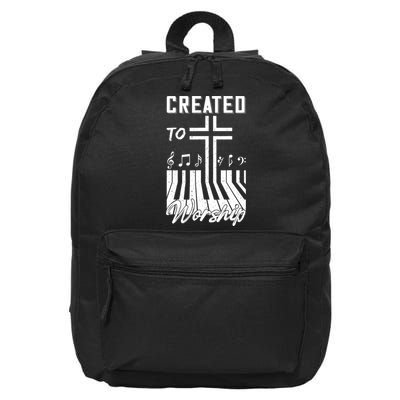 Created To Worship Funny Christian Pianist 16 in Basic Backpack