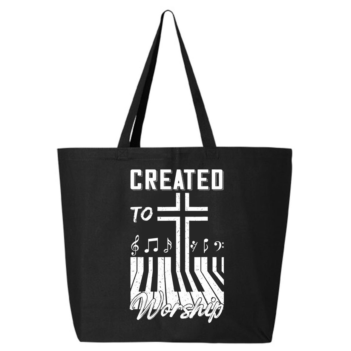 Created To Worship Funny Christian Pianist 25L Jumbo Tote
