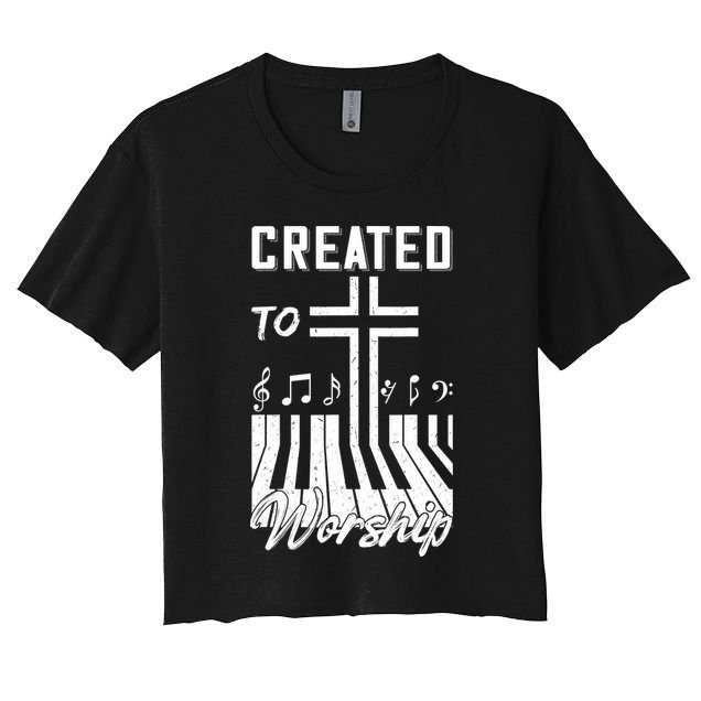 Created To Worship Funny Christian Pianist Crop Top