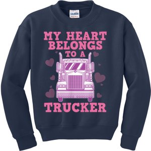 Cool Truckers Wife Gift For Wo Funny Truck Driver Girl Kids Sweatshirt