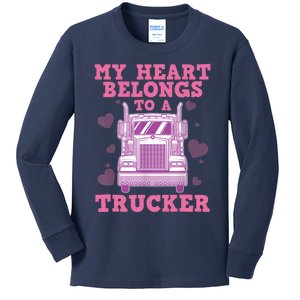 Cool Truckers Wife Gift For Wo Funny Truck Driver Girl Kids Long Sleeve Shirt