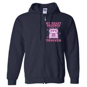 Cool Truckers Wife Gift For Wo Funny Truck Driver Girl Full Zip Hoodie