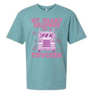 Cool Truckers Wife Gift For Wo Funny Truck Driver Girl Sueded Cloud Jersey T-Shirt