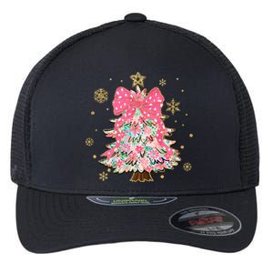 Christmas Tree With Snowflakes And Bow Flexfit Unipanel Trucker Cap