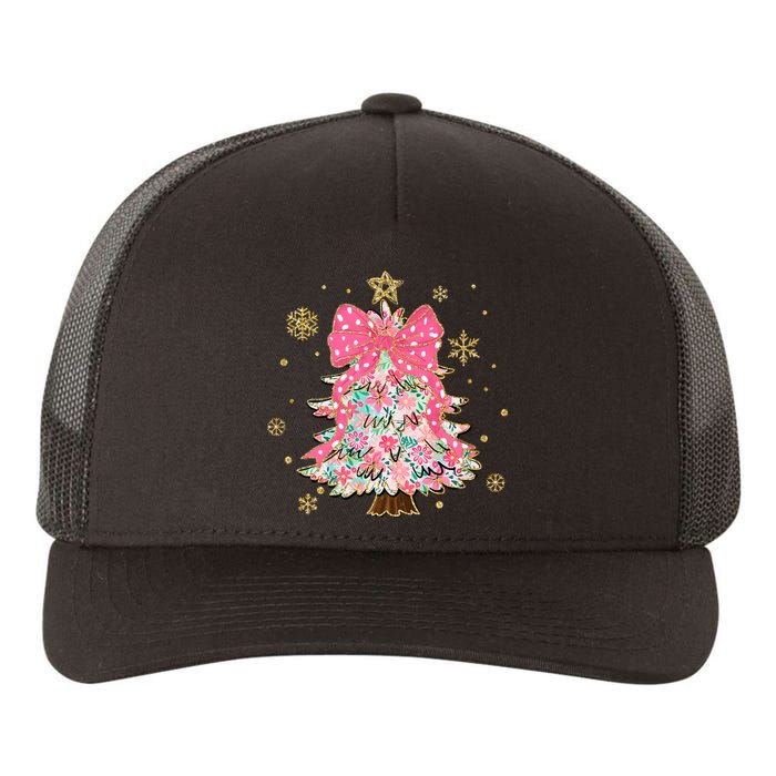 Christmas Tree With Snowflakes And Bow Yupoong Adult 5-Panel Trucker Hat