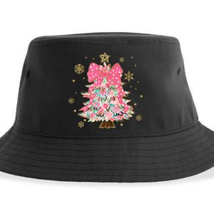 Christmas Tree With Snowflakes And Bow Sustainable Bucket Hat