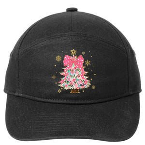 Christmas Tree With Snowflakes And Bow 7-Panel Snapback Hat