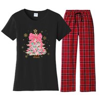 Christmas Tree With Snowflakes And Bow Women's Flannel Pajama Set