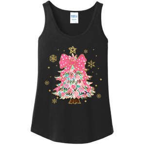 Christmas Tree With Snowflakes And Bow Ladies Essential Tank