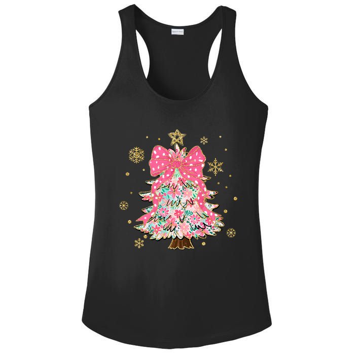 Christmas Tree With Snowflakes And Bow Ladies PosiCharge Competitor Racerback Tank