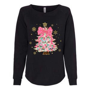 Christmas Tree With Snowflakes And Bow Womens California Wash Sweatshirt