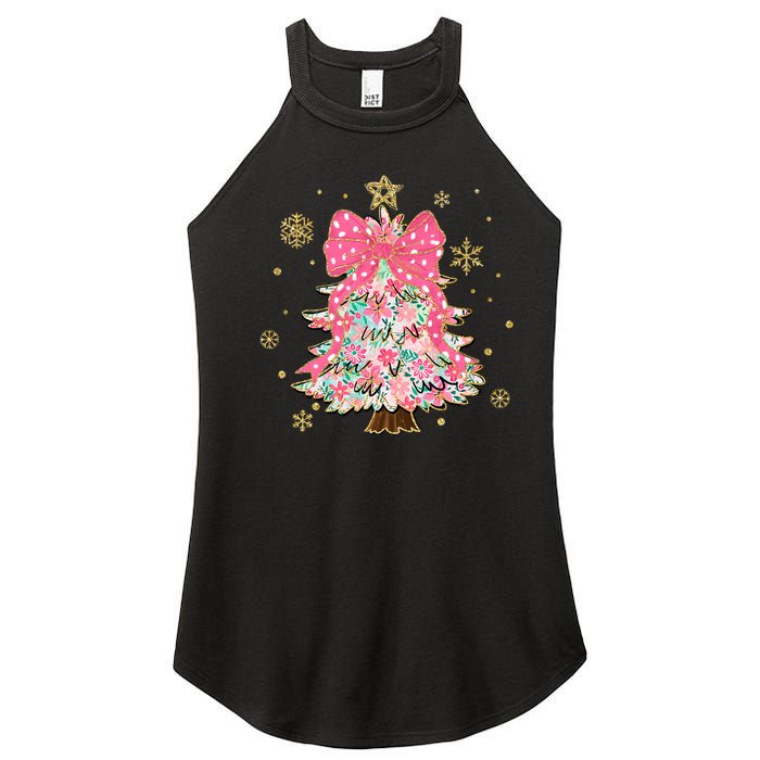 Christmas Tree With Snowflakes And Bow Women's Perfect Tri Rocker Tank