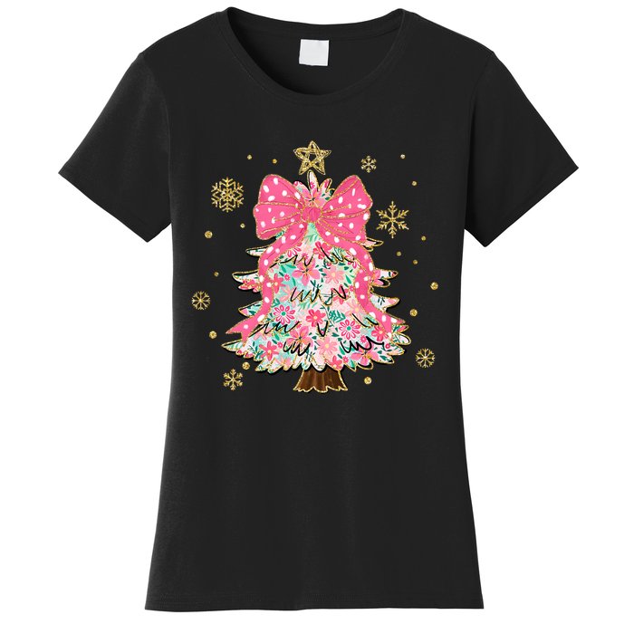 Christmas Tree With Snowflakes And Bow Women's T-Shirt