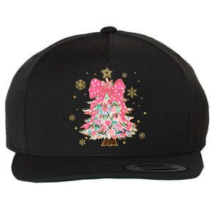 Christmas Tree With Snowflakes And Bow Wool Snapback Cap