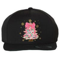 Christmas Tree With Snowflakes And Bow Wool Snapback Cap