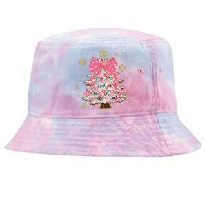 Christmas Tree With Snowflakes And Bow Tie-Dyed Bucket Hat