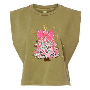 Christmas Tree With Snowflakes And Bow Garment-Dyed Women's Muscle Tee