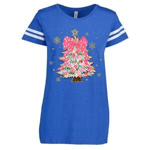 Christmas Tree With Snowflakes And Bow Enza Ladies Jersey Football T-Shirt