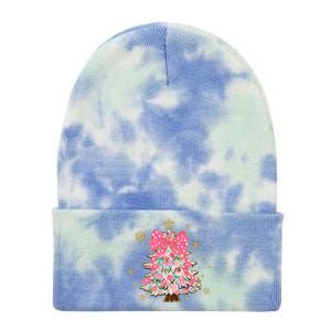 Christmas Tree With Snowflakes And Bow Tie Dye 12in Knit Beanie