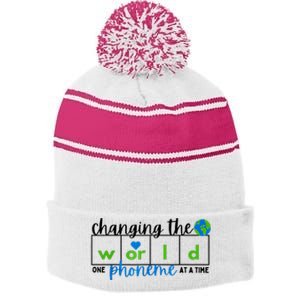 Changing The World One Phoneme At A Time Science Of Reading Stripe Pom Pom Beanie