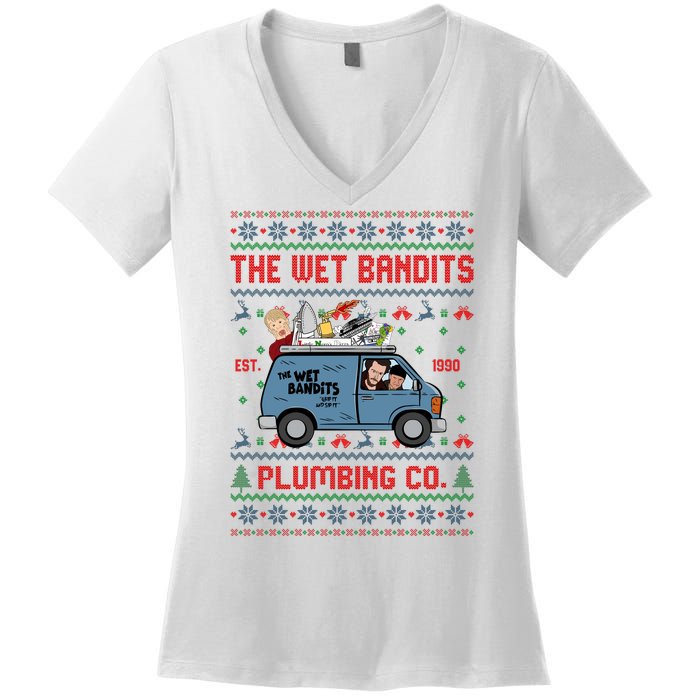 Cool The Wet Bandits Plumbing Company Women's V-Neck T-Shirt