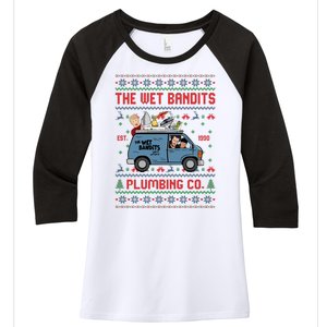 Cool The Wet Bandits Plumbing Company Women's Tri-Blend 3/4-Sleeve Raglan Shirt