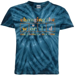 Changing The World One Phoneme At A Time Kindergarten Teacher Kids Tie-Dye T-Shirt