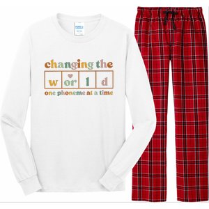 Changing The World One Phoneme At A Time Kindergarten Teacher Long Sleeve Pajama Set