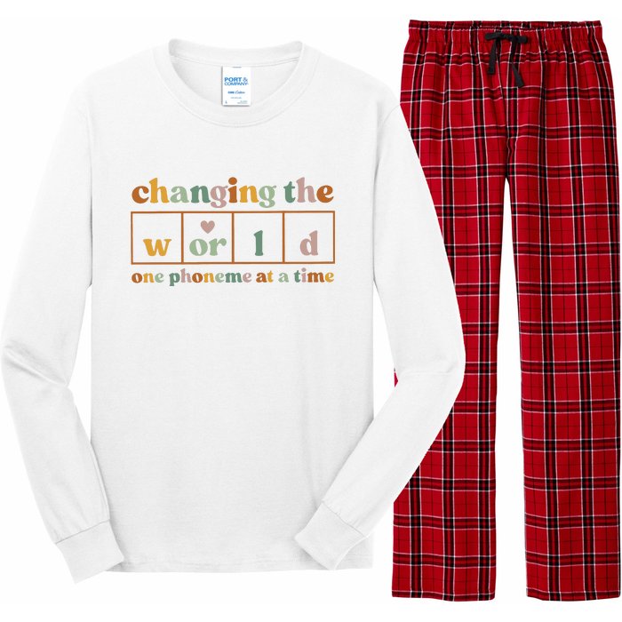 Changing The World One Phoneme At A Time Kindergarten Teacher Long Sleeve Pajama Set