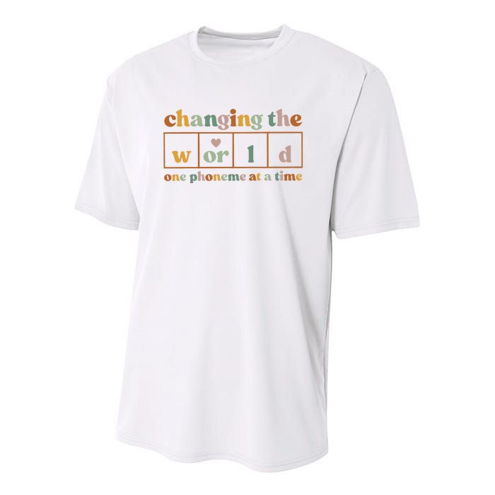 Changing The World One Phoneme At A Time Kindergarten Teacher Youth Performance Sprint T-Shirt