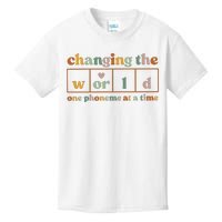 Changing The World One Phoneme At A Time Kindergarten Teacher Kids T-Shirt