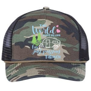 Camping This World Is Not My Home IM Just Passing Though Retro Rope Trucker Hat Cap