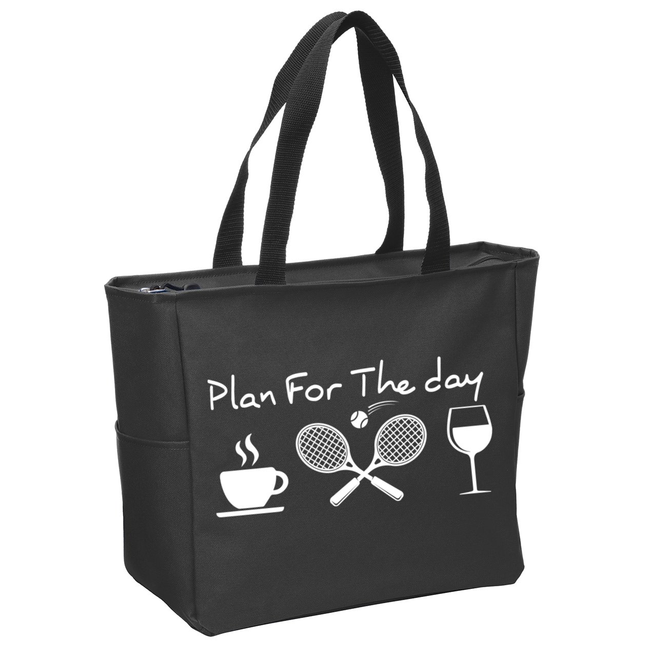 Coffee Tennis Wine Plan For The Day Funny Tennis Zip Tote Bag