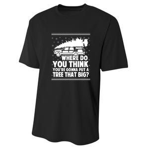 Christmas Tree Where Do You Think Youre Gonna Put A Tree That Big Performance Sprint T-Shirt