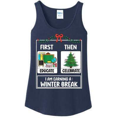 Christmas Teacher Winter Break Xmas First Educate Then Celebrategift Ladies Essential Tank