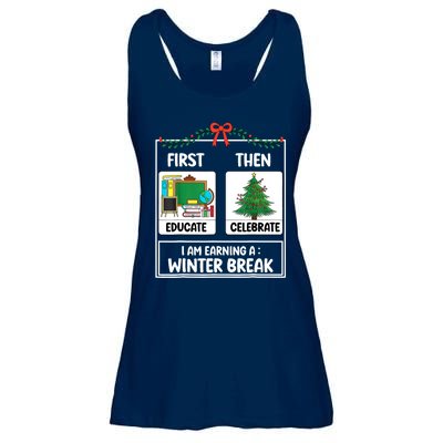 Christmas Teacher Winter Break Xmas First Educate Then Celebrategift Ladies Essential Flowy Tank