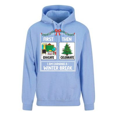 Christmas Teacher Winter Break Xmas First Educate Then Celebrategift Unisex Surf Hoodie