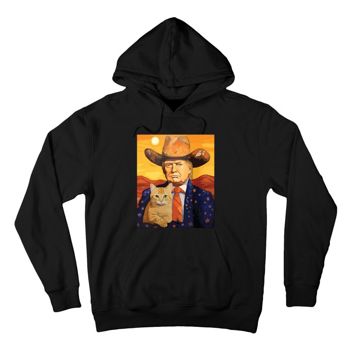 Cowboy Trump With A Cat Funny Trump Hoodie