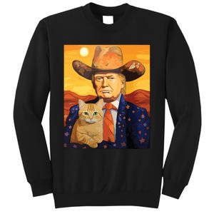 Cowboy Trump With A Cat Funny Trump Sweatshirt