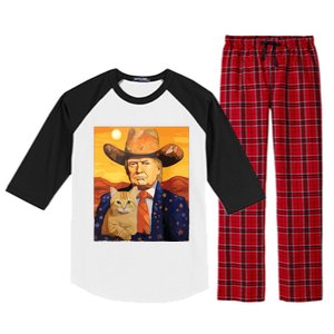 Cowboy Trump With A Cat Funny Trump Raglan Sleeve Pajama Set