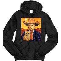 Cowboy Trump With A Cat Funny Trump Tie Dye Hoodie